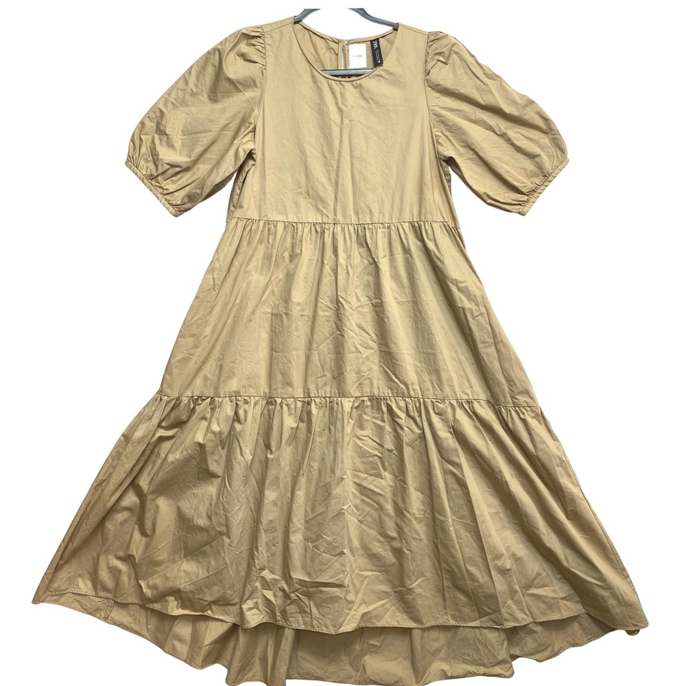Zara Beige Tiered Midi Dress